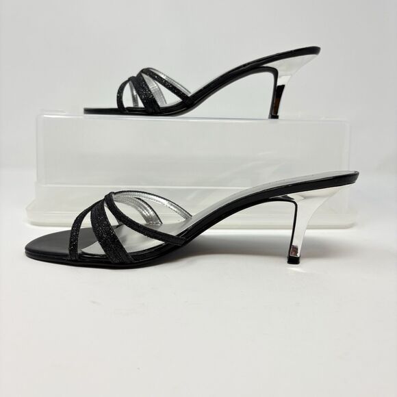 Rampage Frankie 9 Womens Black Glitter Silver Heels Evening Strappy Sandals 8.5M - Picture 3 of 10